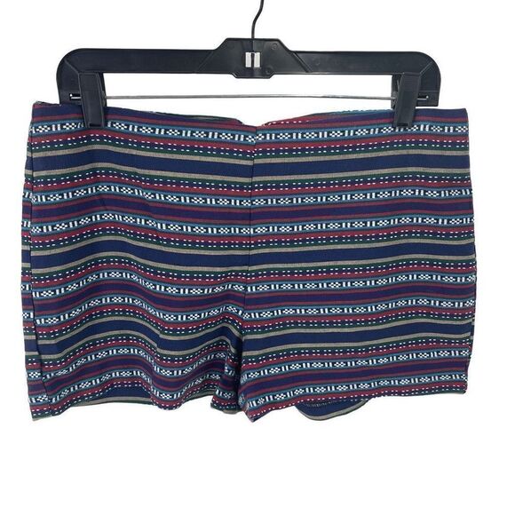 Jolt Women's Aztec Print Zip Pleated Back Dress Shorts Blue Multicolor Size 9 - Picture 1 of 8